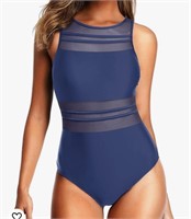 High Neck One Piece Mesh Swimsuit xxl