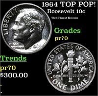 Proof 1964 Roosevelt Dime TOP POP! 10c Graded pr70