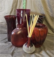 Red Hand-blown Vase, Diffuser, Vases & More