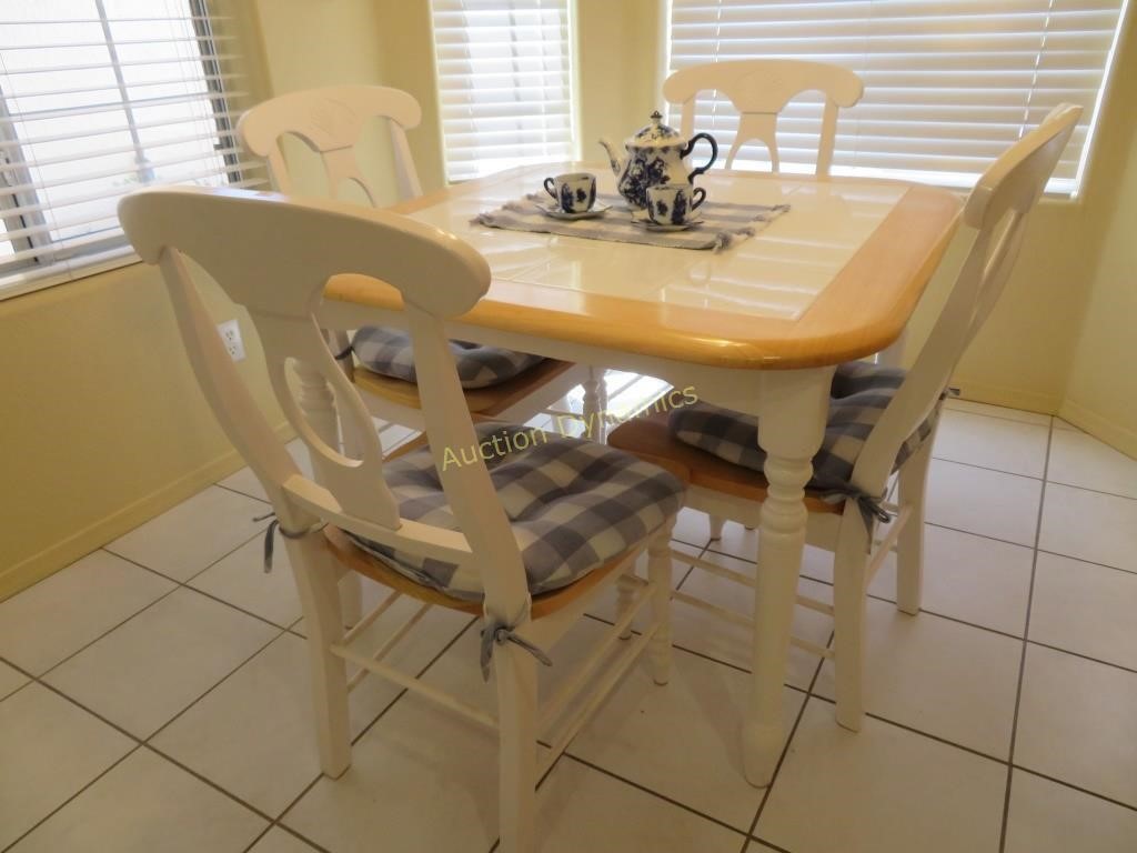 Wood & Tile Dinette Set w/ 4 chairs