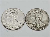 2- 1945 Silver Walking Liberty Coins