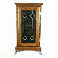 Oak Leaded Glass Slot Machine Stand