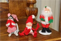 Annalee Santa Claus, Elf and Mouse Dolls (tallest