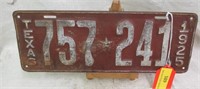 1925 Texas License Plate