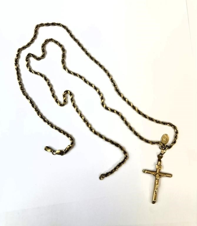 14 KT Gold Necklace w/ Cross Pendant