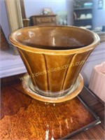 Small brown mccoy pottery succulent pot