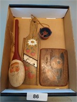 Hand Painted Wooden Grater; & Other Painted Items