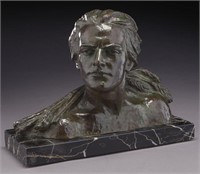 Alexandre Ouline bronze bust depicting Jean Mermoz