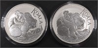 (2) 1 OZ .999 SILVER 2023 AUS KOALA ROUNDS