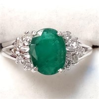 10K  Emerald(1.7ct) Diamond(0.2ct) Ring