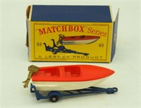 Vtg Matchbox 48 Trailer & Sports Boat W/ Box Red