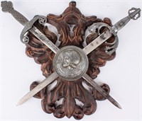 Vintage Medieval Crossed Swords & Shield Plaque