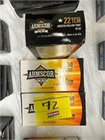 (3) BOXES OF ARMSCOR 22 TCM JHP 40 GR, 50
