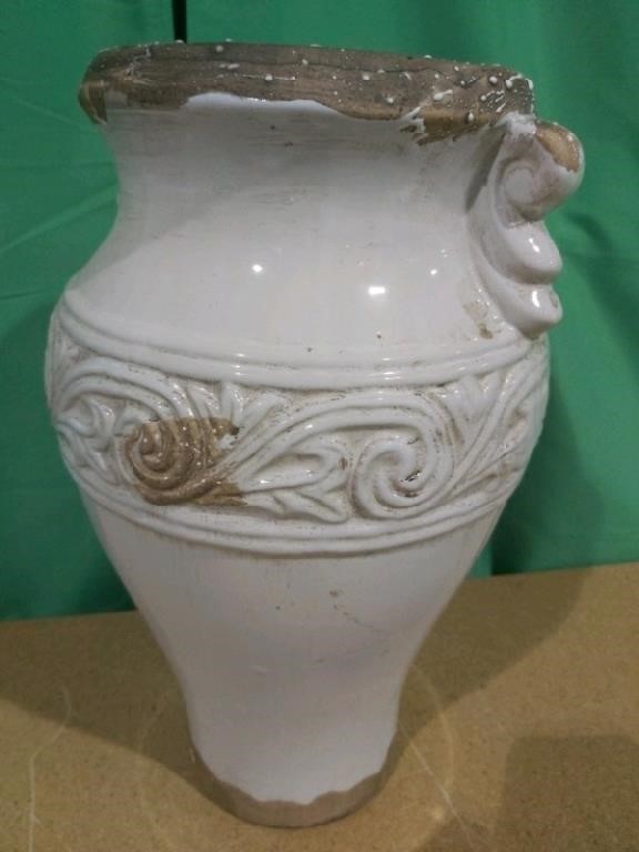 New 17" Ceramic Vase, White