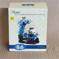 Musical Dual Waterglobe Dolphin Sculpture in Box