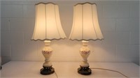 Pair of porcelain table lamps