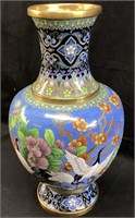 BRASS & ENAMEL ASIAN STYLE VASE, 10’’