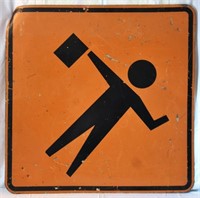 Flagman Ahead Road Sign