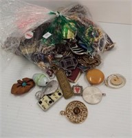 Large group of costume jewelry pendants in a wide