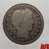 1907-D Barber half dollar