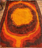 Modern Orange Rug Scandinavian / Flokati 11 x 8