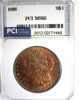 1896 Morgan PCI MS65 Golden Purple