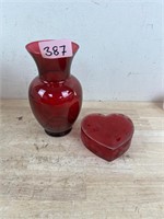 Red Vase and Heart Trinket Box