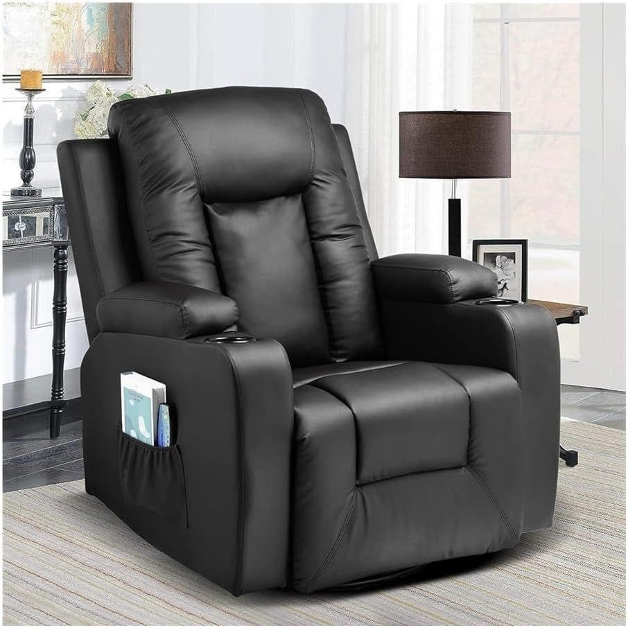 Premium Leather Recliner Chair w/ Heated Massage,