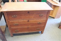 Solid Oak Antique Dresser, 3 Drawers