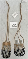 Small Glass Hanging Jars TWO