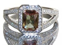 Emerald Cut 2.00 ct Sultanite Designer Ring