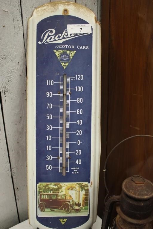 PACKARD MOTOR CAR RED BACK THERMOMETER SIGN