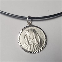 $160 Silver With Leather Chord Necklace