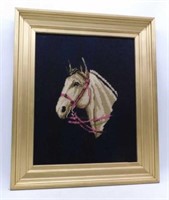 Framed Vintage Horse Head Needlepoint.