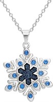 Brilliant Blue Crystals Snowflakes Necklace