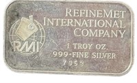 1 Troy Oz Fine Silver .999 Bar