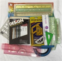 Lot Of Various Rulers & Protractor