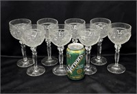 8 ENESCO FROSTED GLASS ROSE WINE GLASSES