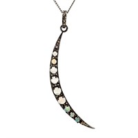 2 Carat Moonstone & Diamond Crescent Pendant