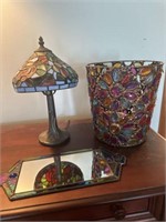 Mosaic glow beaded trash can