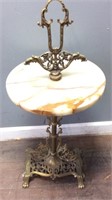 MID CENTURY MARBLE TOP BRASS ACCENT TABLE