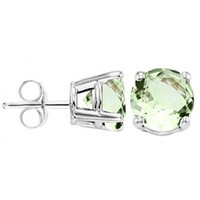 5MM Round Cut Green Amethyst .9CTW Stud Earrings i