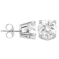 5MM Round Cut White Topaz 1.2CTW Stud Earrings in