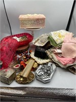 Vintage Vanity Lot hankies trinket boxes more