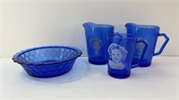 SHIRLEY TEMPLE PITCHER, GLASS & BOWL