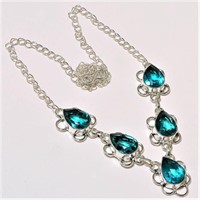 Blue Tourmaline Gemstone .925 Silver Necklace