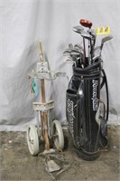 Powerbilt Golf Bag, Clubs, Bag Cart
