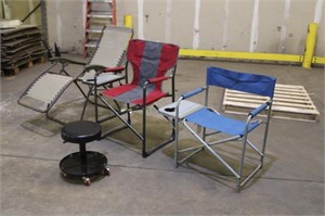(3) Lawn Chairs,(1) Shop Chair