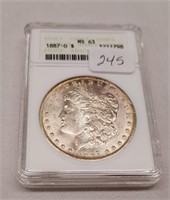 1887-O Silver Dollar ANACS MS 63