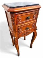 Antique French Louis XV Marble Top Nightstand